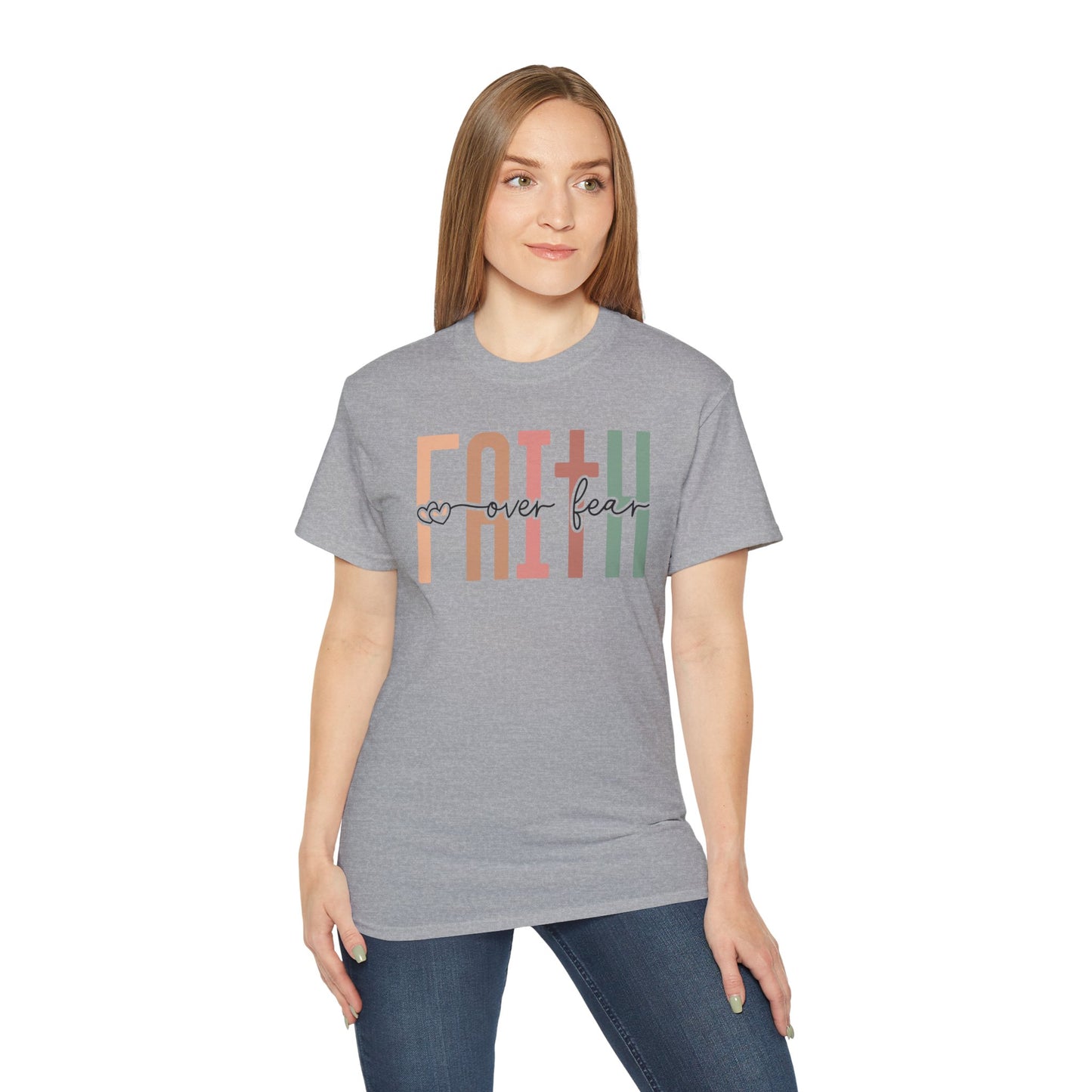 Faith Over Fear Ultra Cotton Tee, Inspirational Shirt, Everyday Wear, Gift for Believers, Faith-Based Apparel