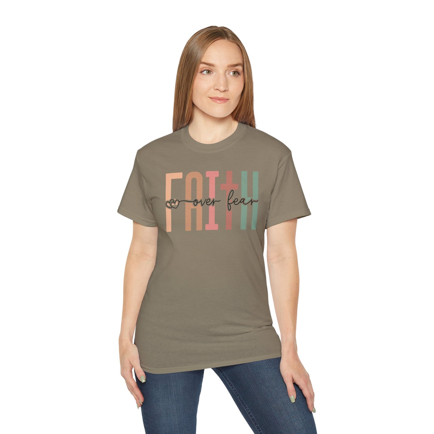 Faith Over Fear Ultra Cotton Tee, Inspirational Shirt, Everyday Wear, Gift for Believers, Faith-Based Apparel