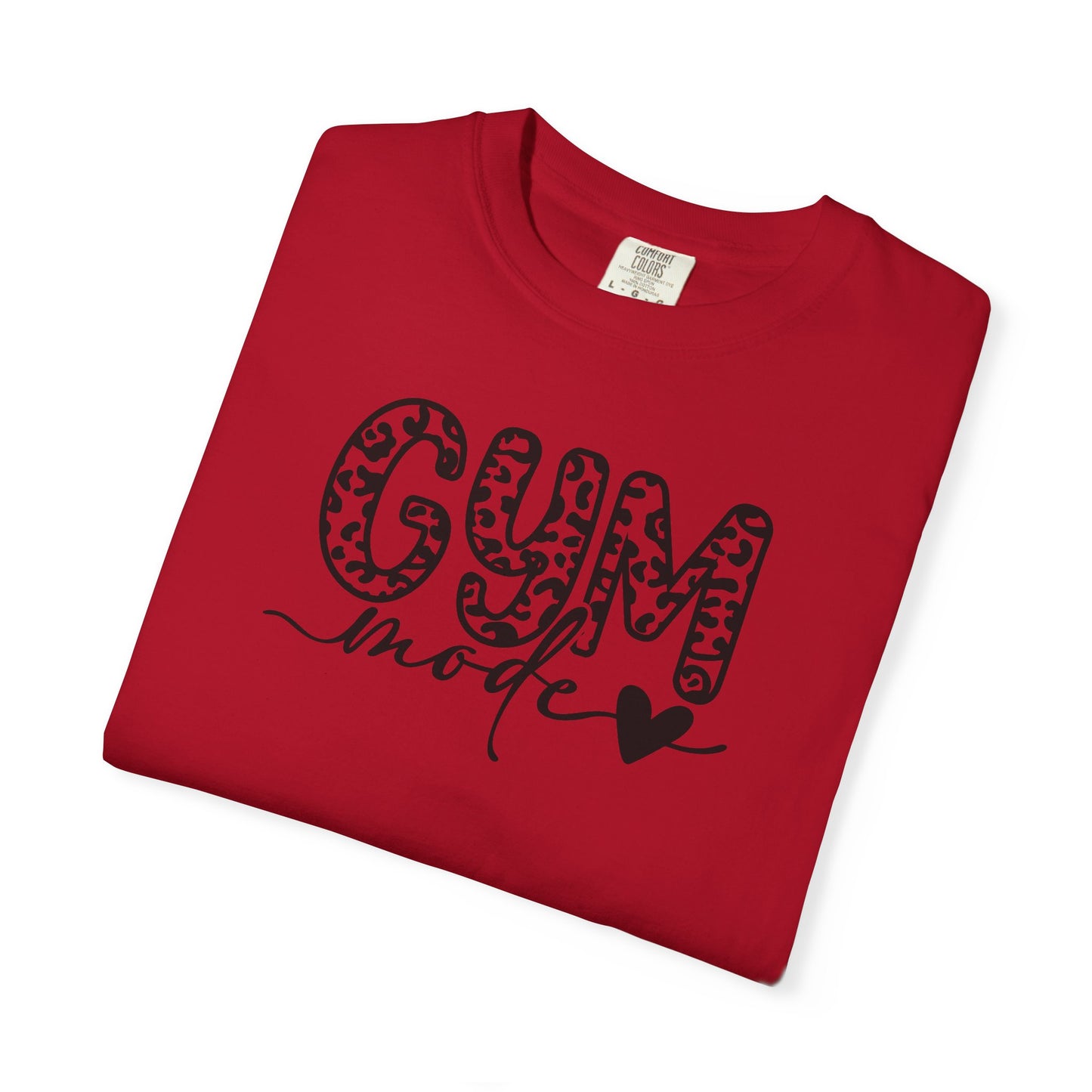 Gym Mode T‑Shirt — Leopard Print "Gym Mode" Fitness Tee with Heart Accent