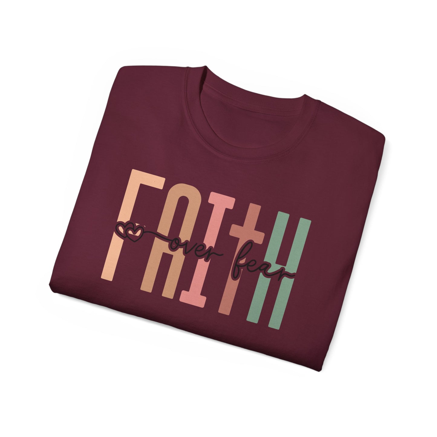 Faith Over Fear Ultra Cotton Tee, Inspirational Shirt, Everyday Wear, Gift for Believers, Faith-Based Apparel
