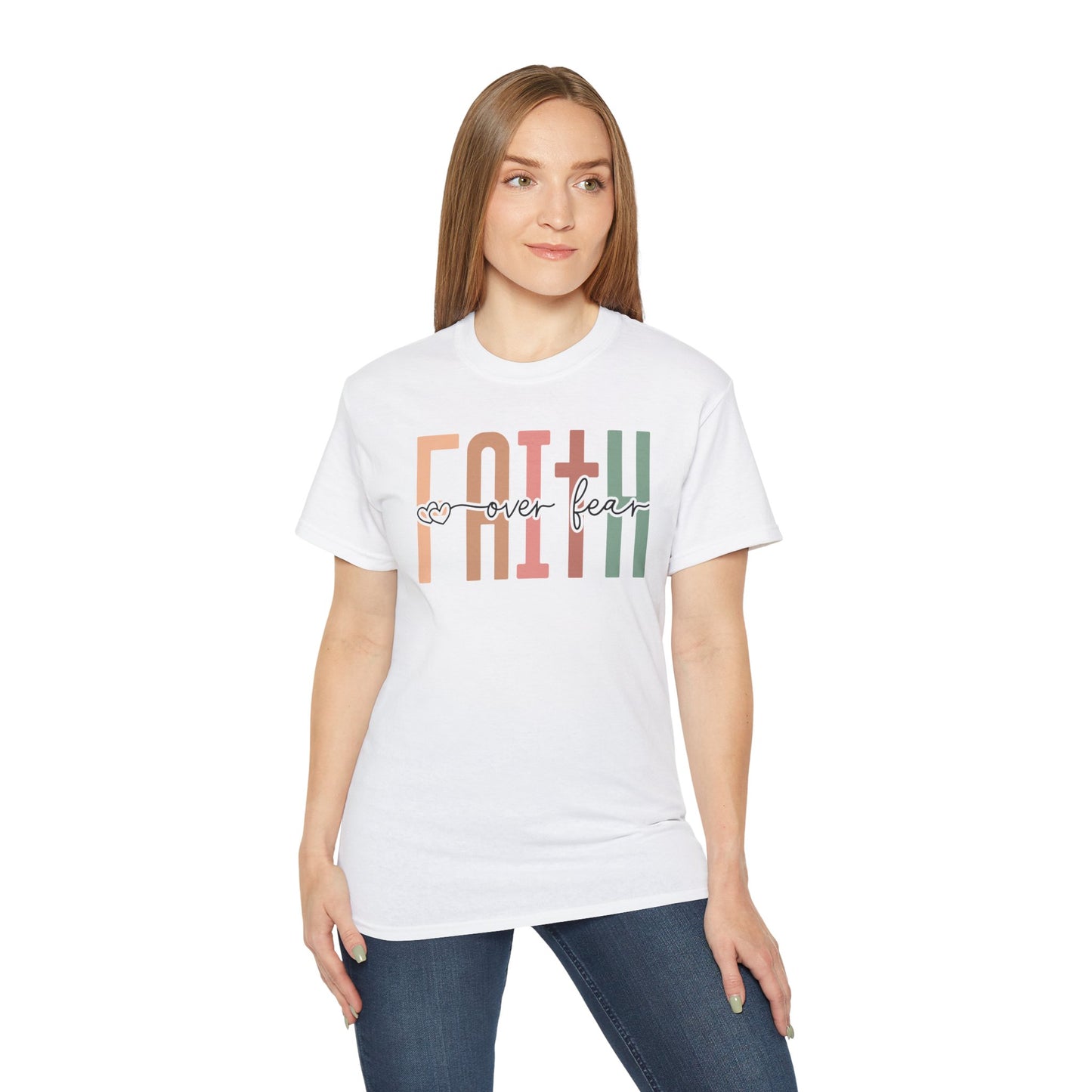 Faith Over Fear Ultra Cotton Tee, Inspirational Shirt, Everyday Wear, Gift for Believers, Faith-Based Apparel