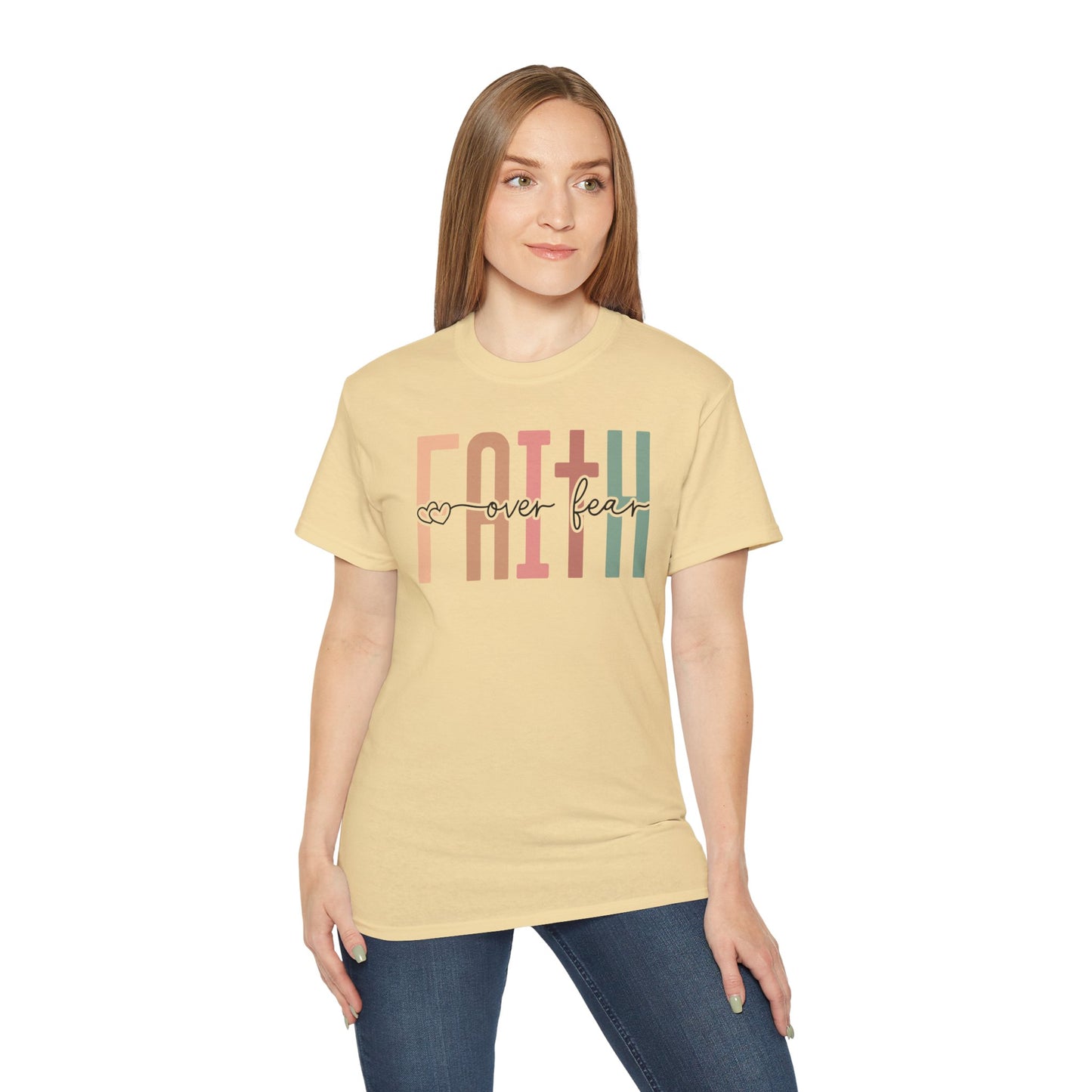 Faith Over Fear Ultra Cotton Tee, Inspirational Shirt, Everyday Wear, Gift for Believers, Faith-Based Apparel