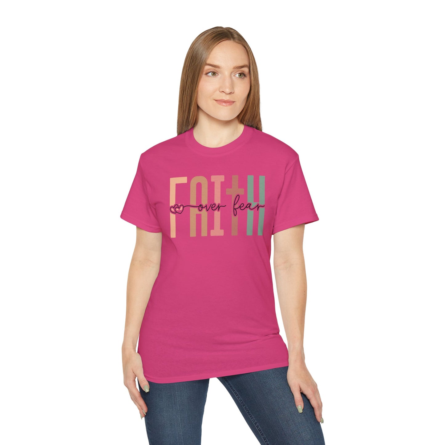 Faith Over Fear Ultra Cotton Tee, Inspirational Shirt, Everyday Wear, Gift for Believers, Faith-Based Apparel