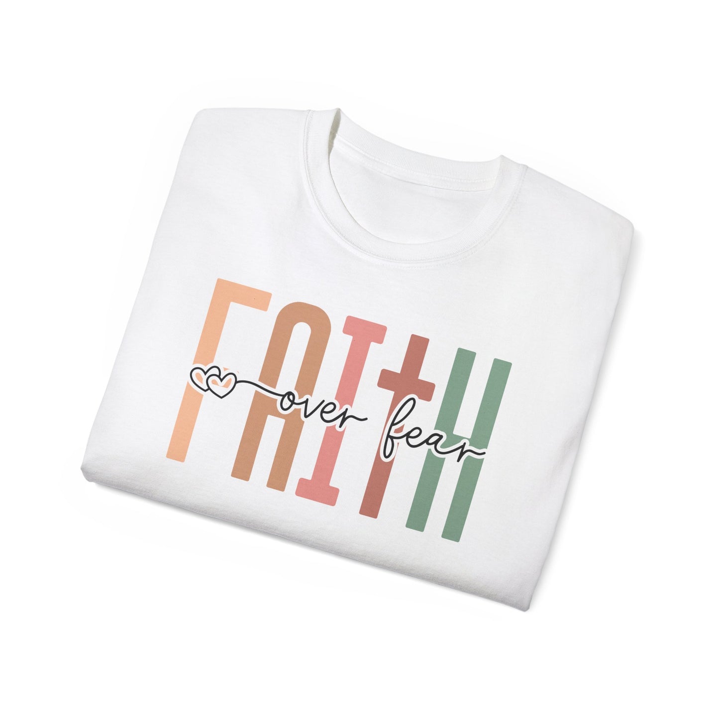 Faith Over Fear Ultra Cotton Tee, Inspirational Shirt, Everyday Wear, Gift for Believers, Faith-Based Apparel