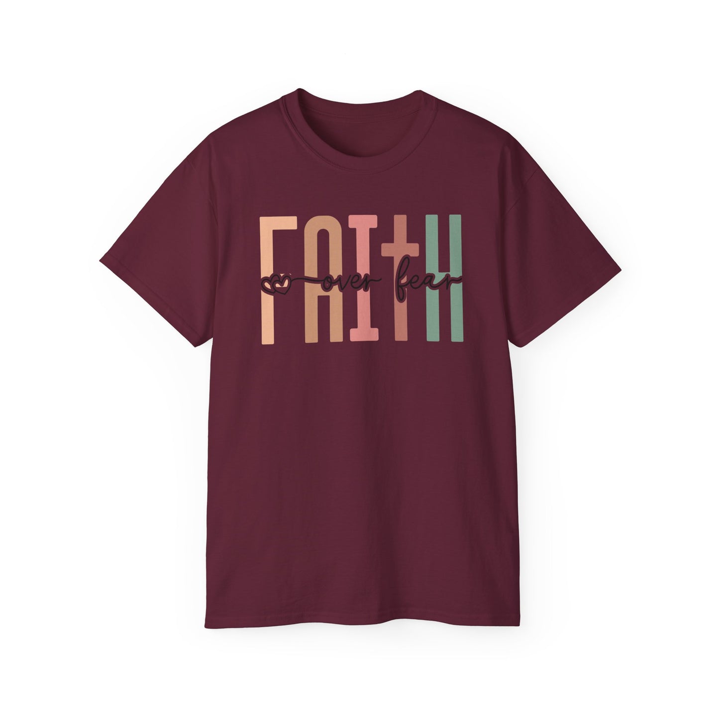 Faith Over Fear Ultra Cotton Tee, Inspirational Shirt, Everyday Wear, Gift for Believers, Faith-Based Apparel