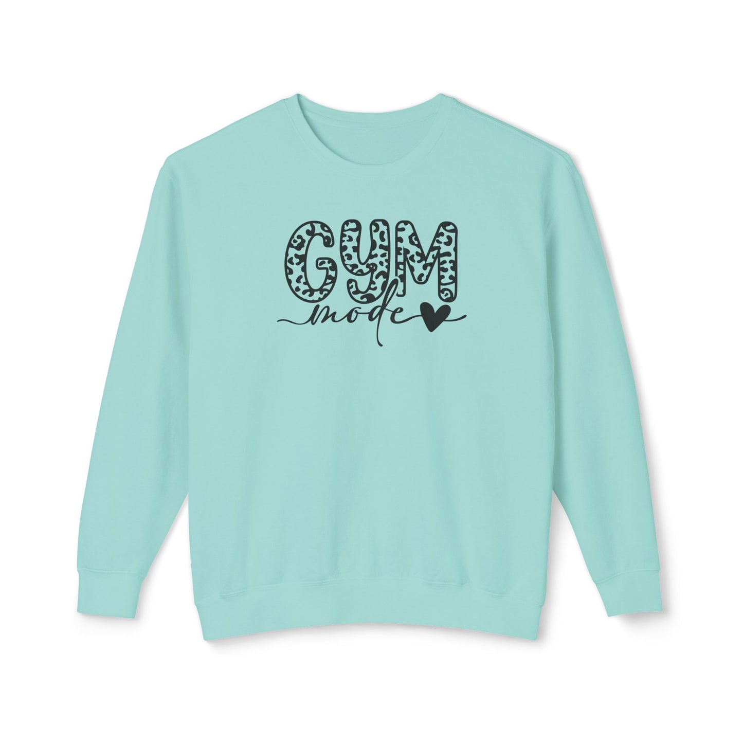 Gym Mode Crewneck Sweatshirt — Leopard Print "Gym Mode" Design
