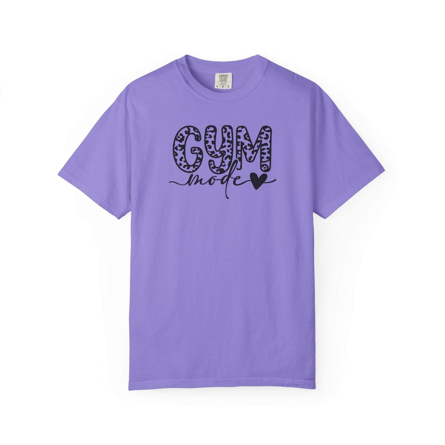 Gym Mode T‑Shirt — Leopard Print "Gym Mode" Fitness Tee with Heart Accent