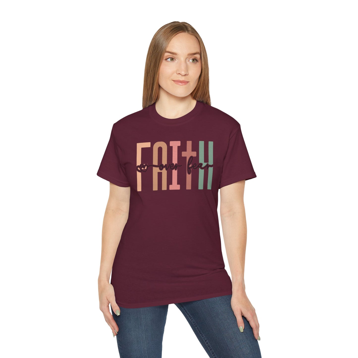 Faith Over Fear Ultra Cotton Tee, Inspirational Shirt, Everyday Wear, Gift for Believers, Faith-Based Apparel