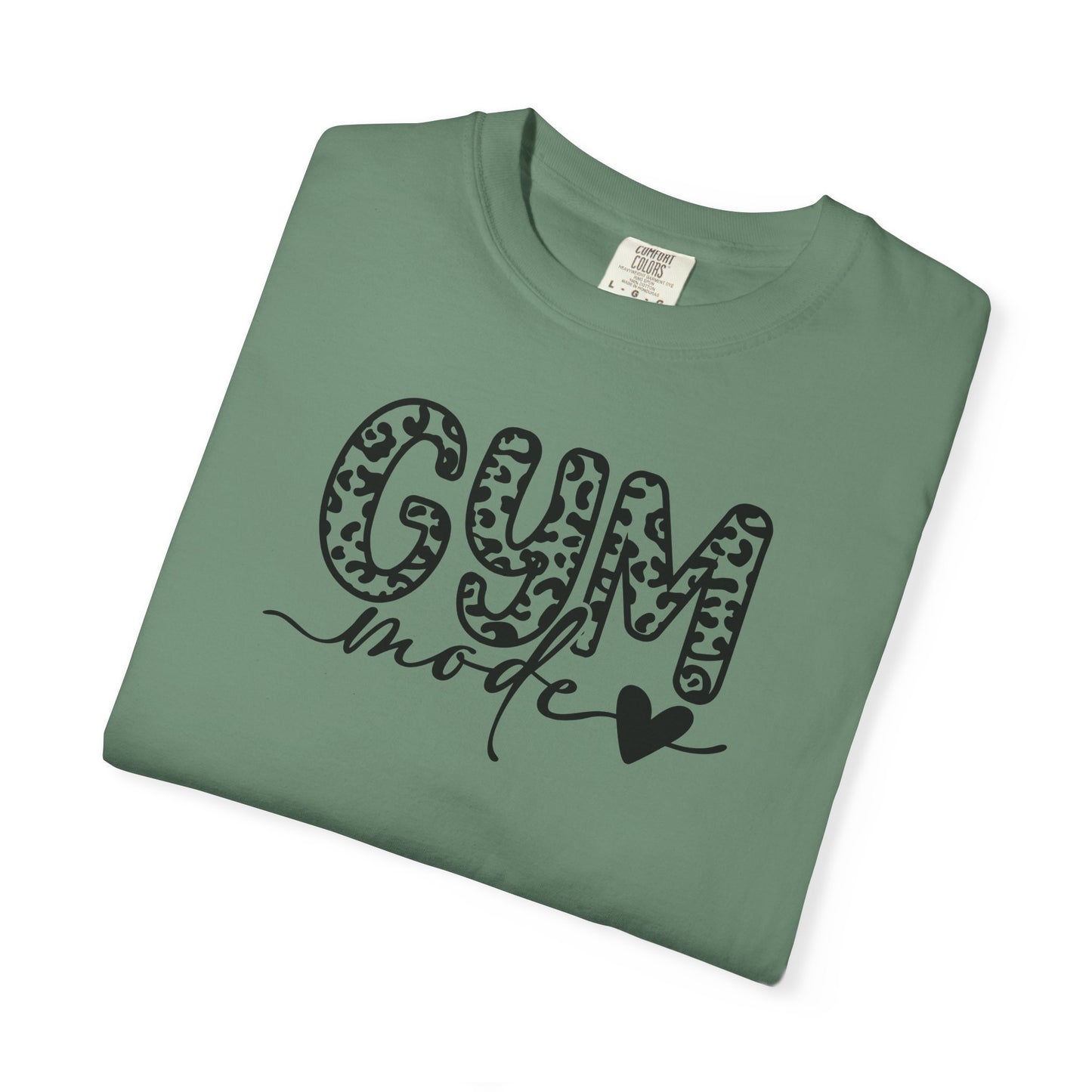 Gym Mode T‑Shirt — Leopard Print "Gym Mode" Fitness Tee with Heart Accent