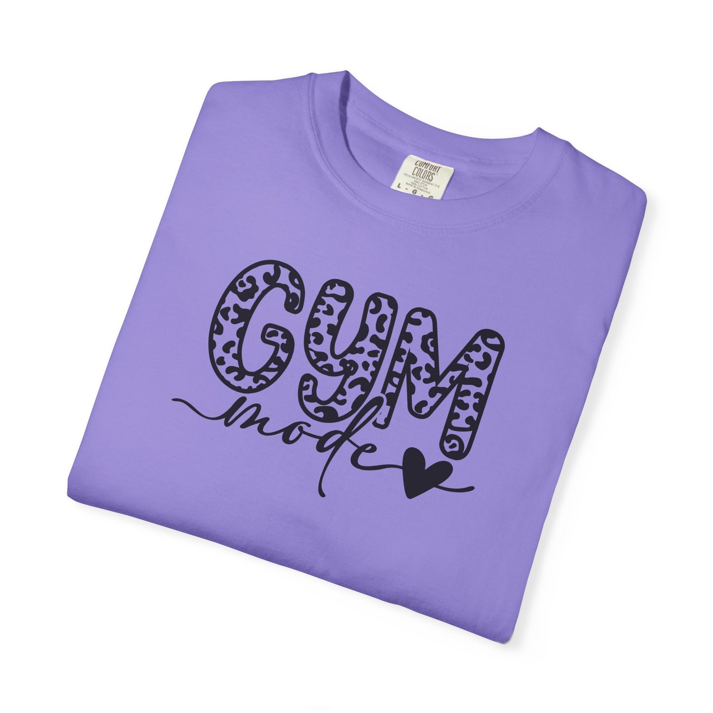 Gym Mode T‑Shirt — Leopard Print "Gym Mode" Fitness Tee with Heart Accent