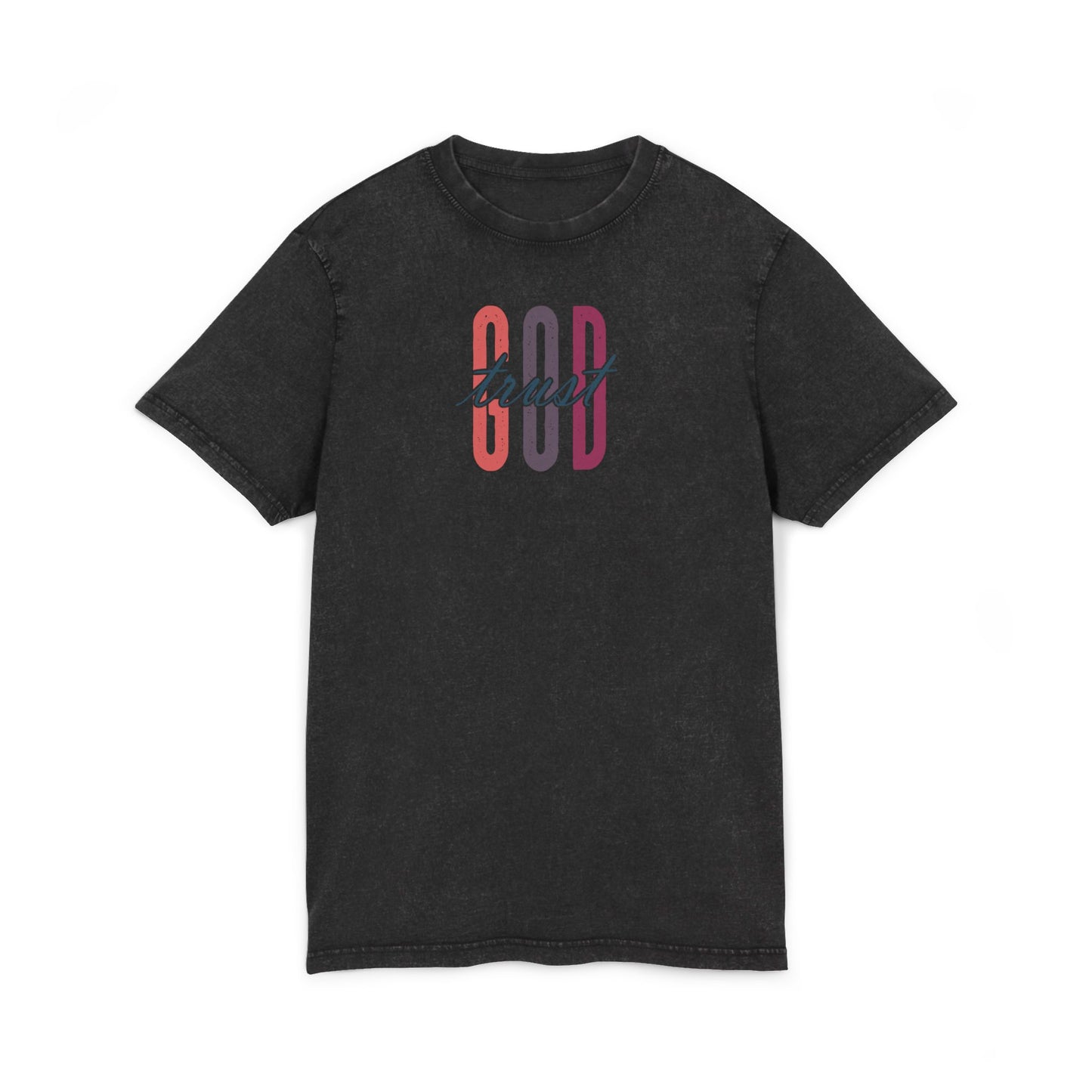 Acid Washed God Tee - Trendy Round Neck Shirt for Casual Style