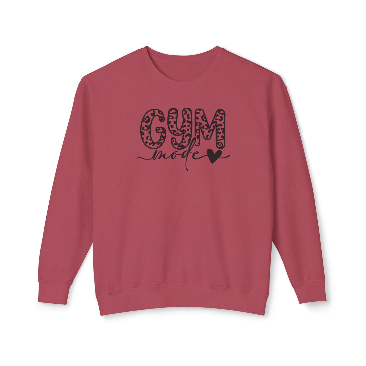Gym Mode Crewneck Sweatshirt — Leopard Print "Gym Mode" Design