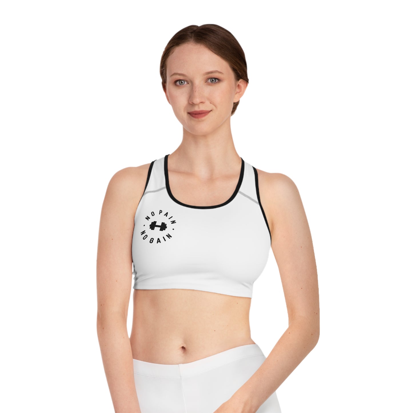 Motivational Sports Bra for Active Women - 'No Pain, No Gain'