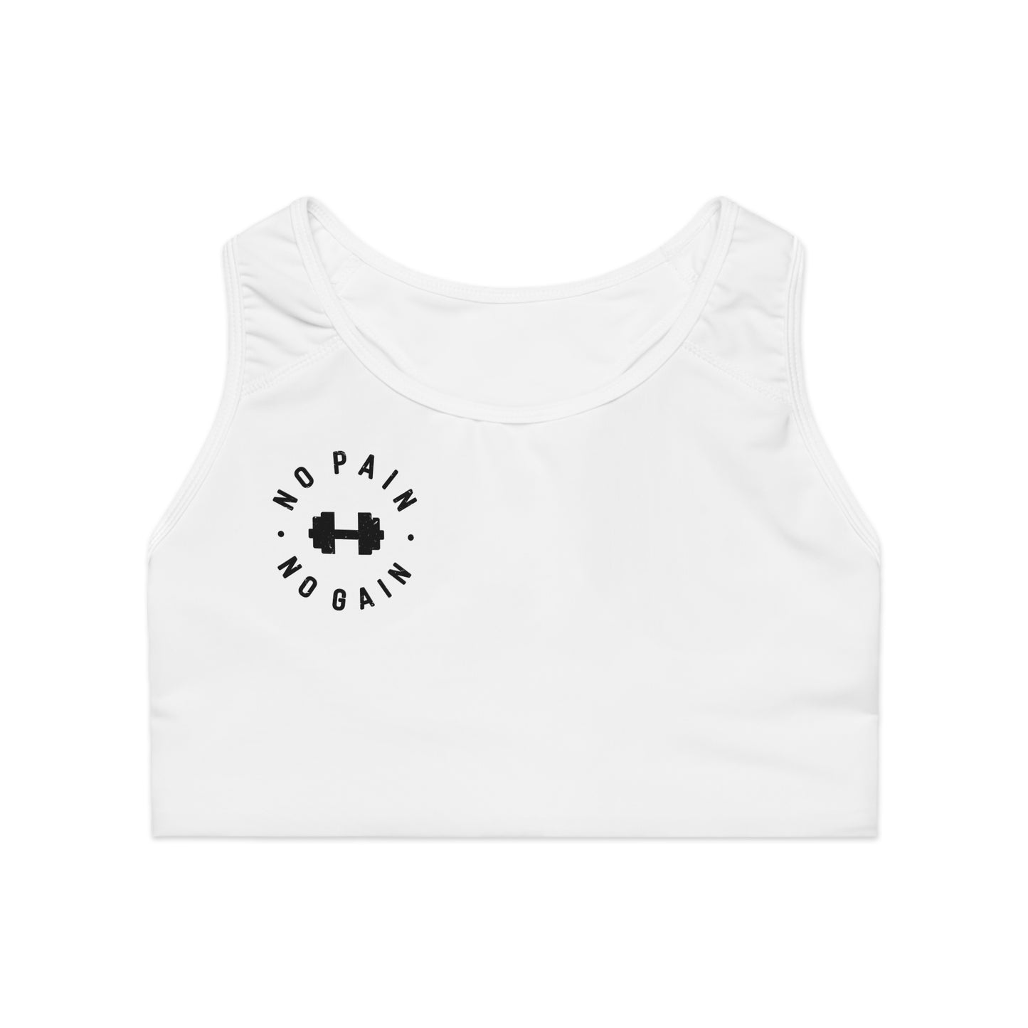 Motivational Sports Bra for Active Women - 'No Pain, No Gain'