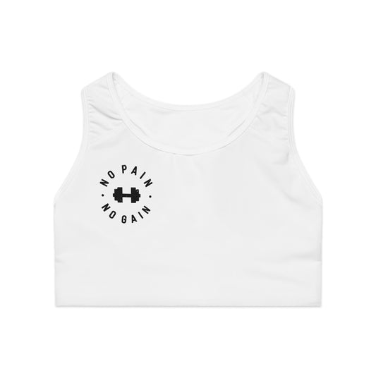 Motivational Sports Bra for Active Women - 'No Pain, No Gain'