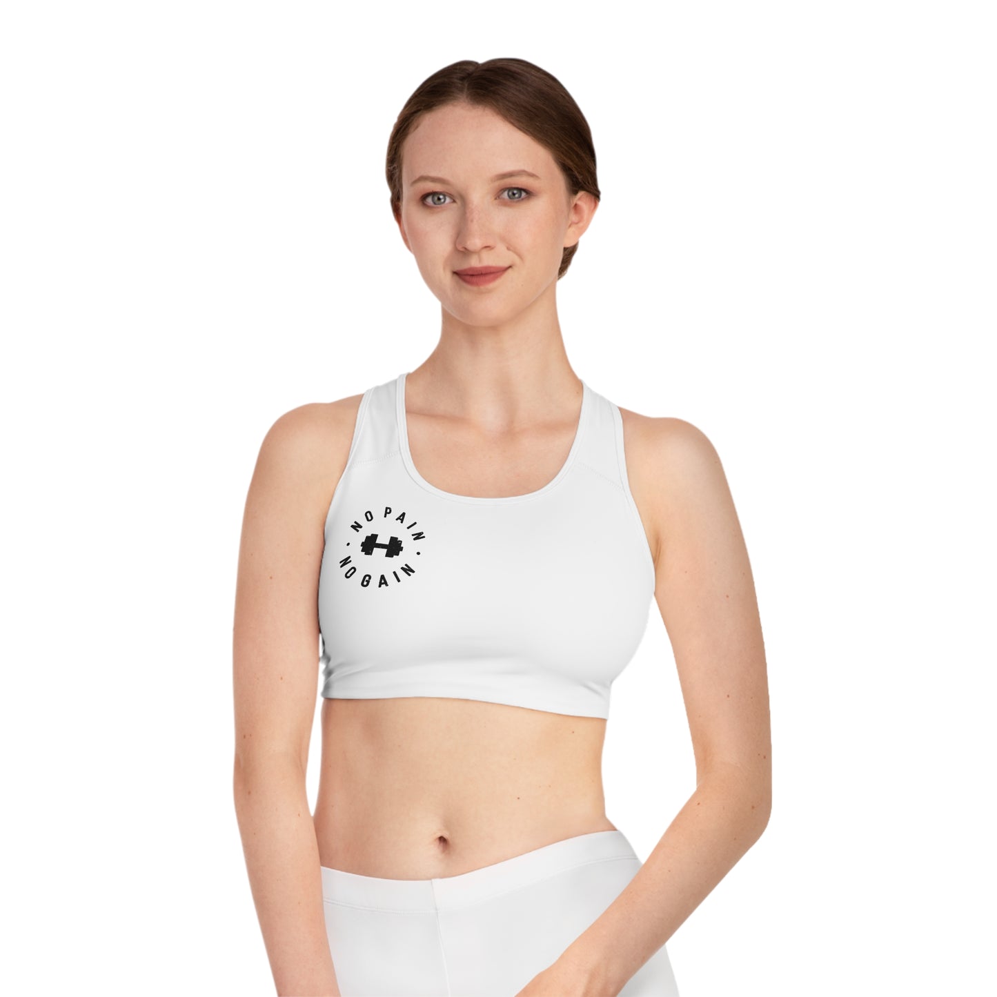 Motivational Sports Bra for Active Women - 'No Pain, No Gain'