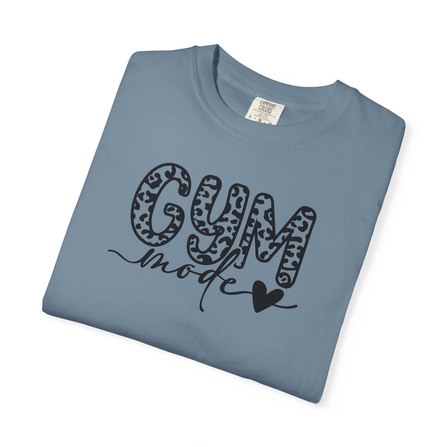 Gym Mode T‑Shirt — Leopard Print "Gym Mode" Fitness Tee with Heart Accent