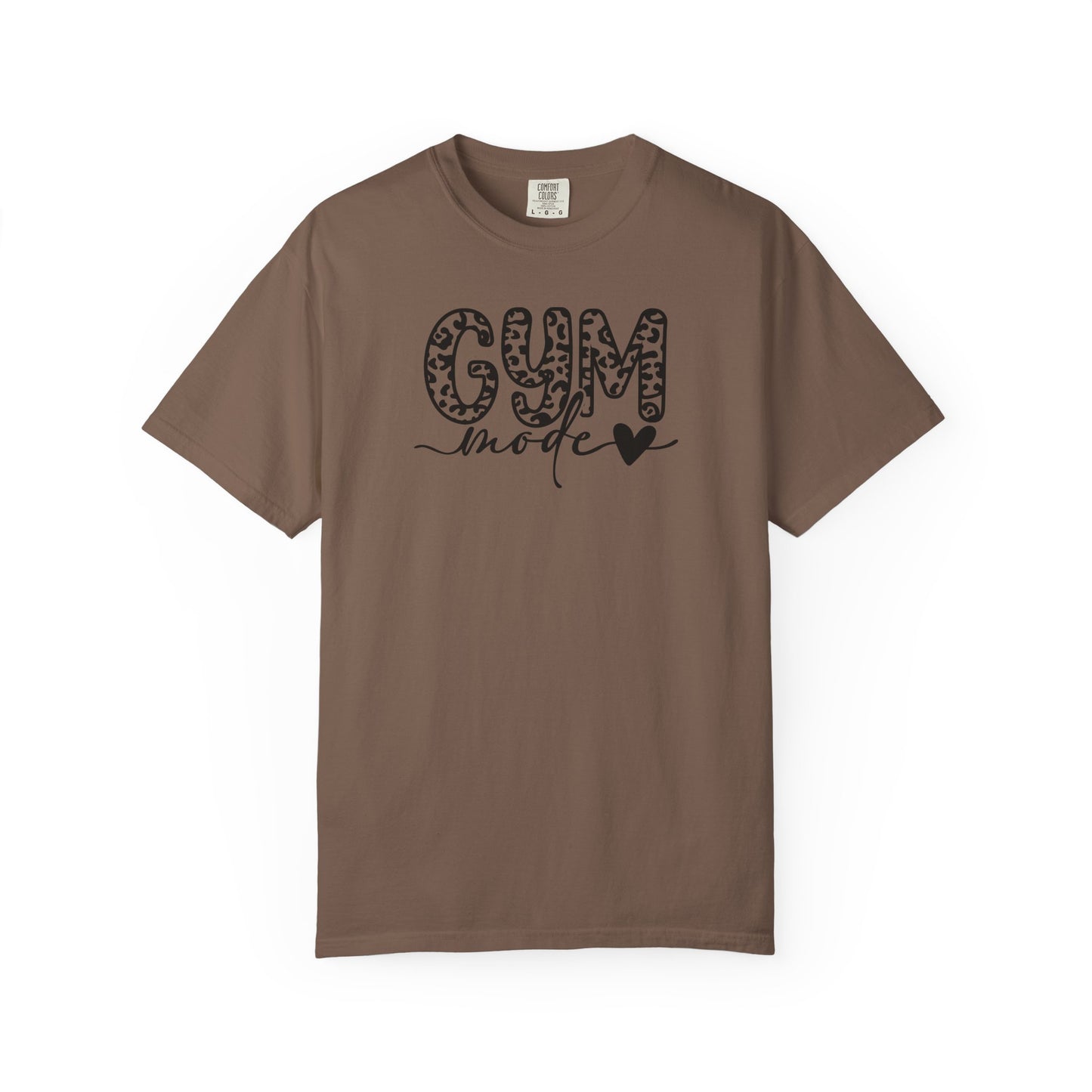 Gym Mode T‑Shirt — Leopard Print "Gym Mode" Fitness Tee with Heart Accent