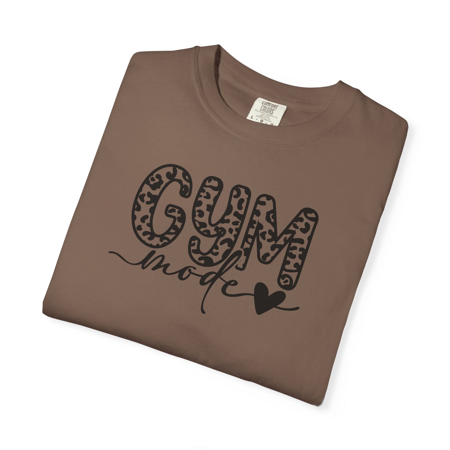 Gym Mode T‑Shirt — Leopard Print "Gym Mode" Fitness Tee with Heart Accent