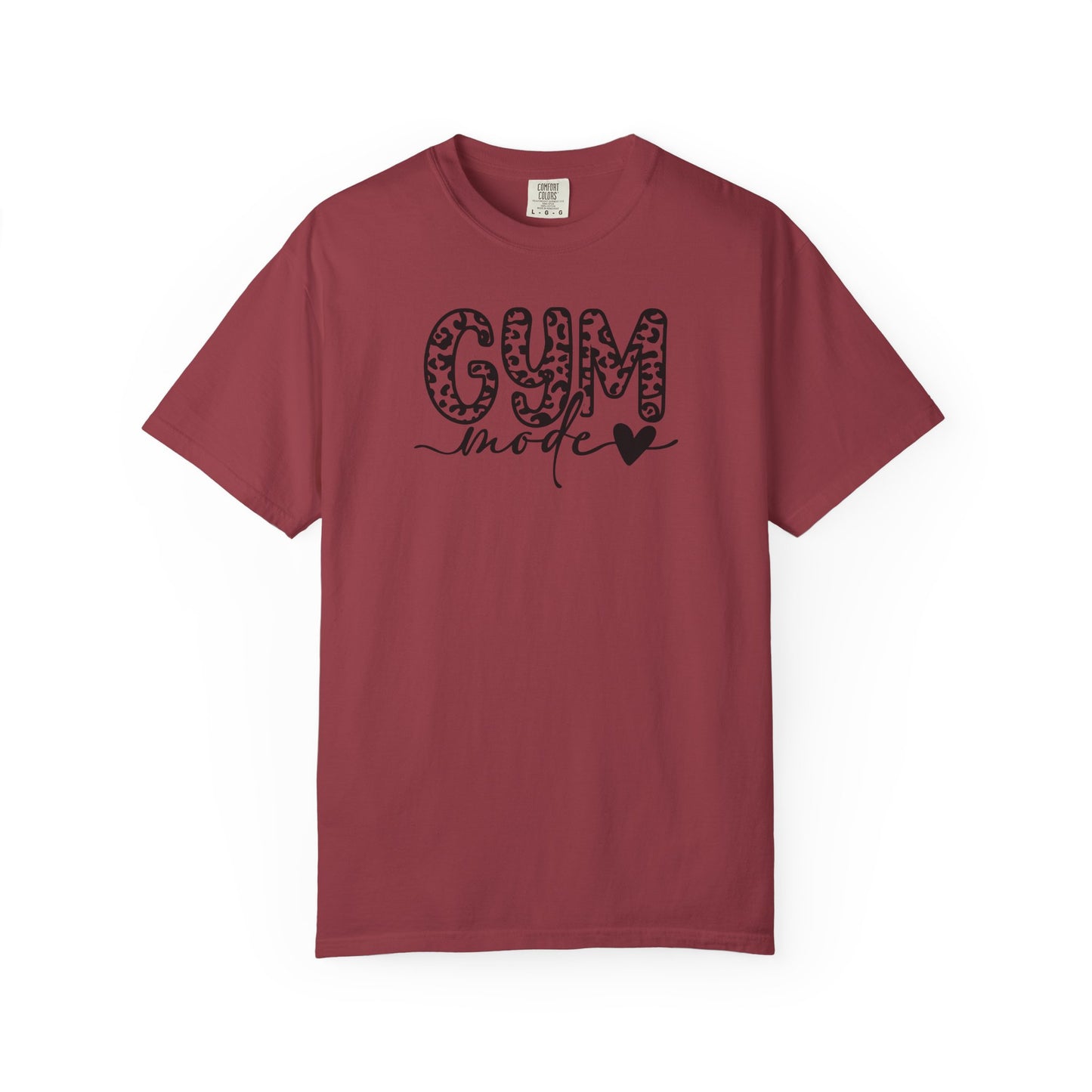 Gym Mode T‑Shirt — Leopard Print "Gym Mode" Fitness Tee with Heart Accent