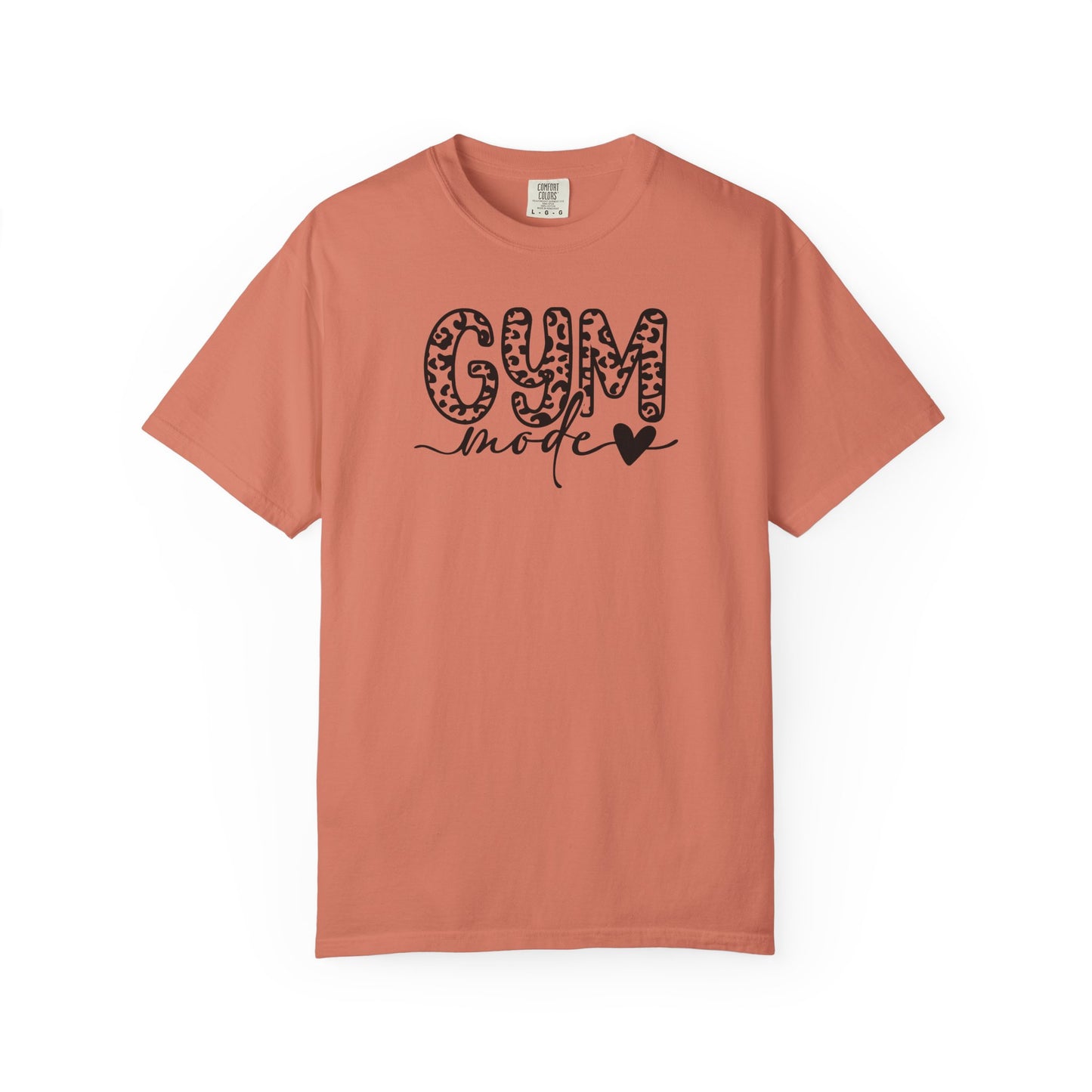Gym Mode T‑Shirt — Leopard Print "Gym Mode" Fitness Tee with Heart Accent