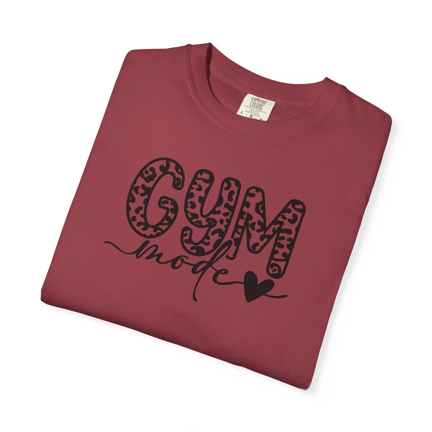 Gym Mode T‑Shirt — Leopard Print "Gym Mode" Fitness Tee with Heart Accent