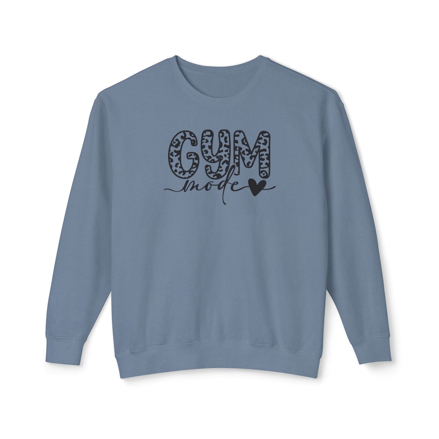 Gym Mode Crewneck Sweatshirt — Leopard Print "Gym Mode" Design
