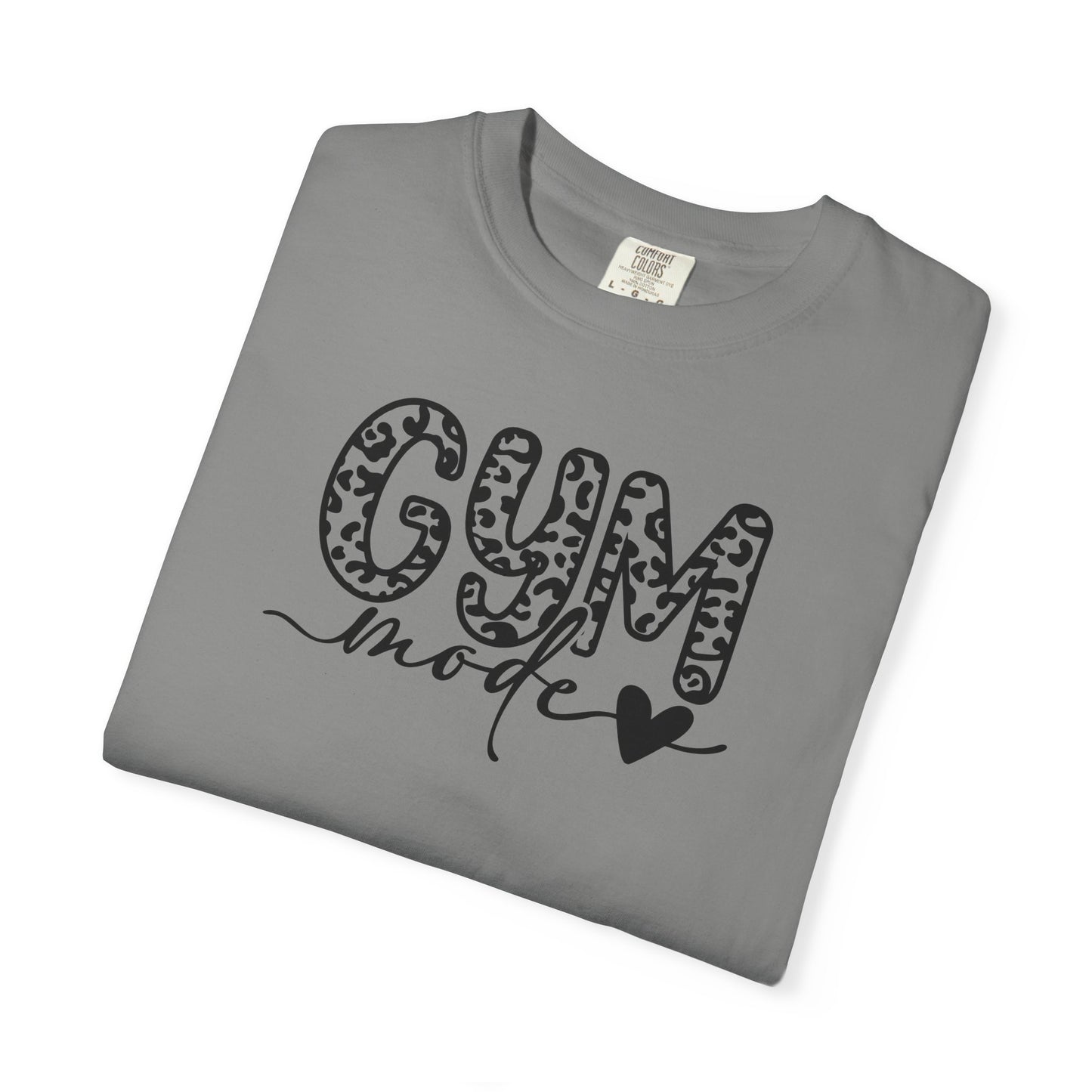 Gym Mode T‑Shirt — Leopard Print "Gym Mode" Fitness Tee with Heart Accent