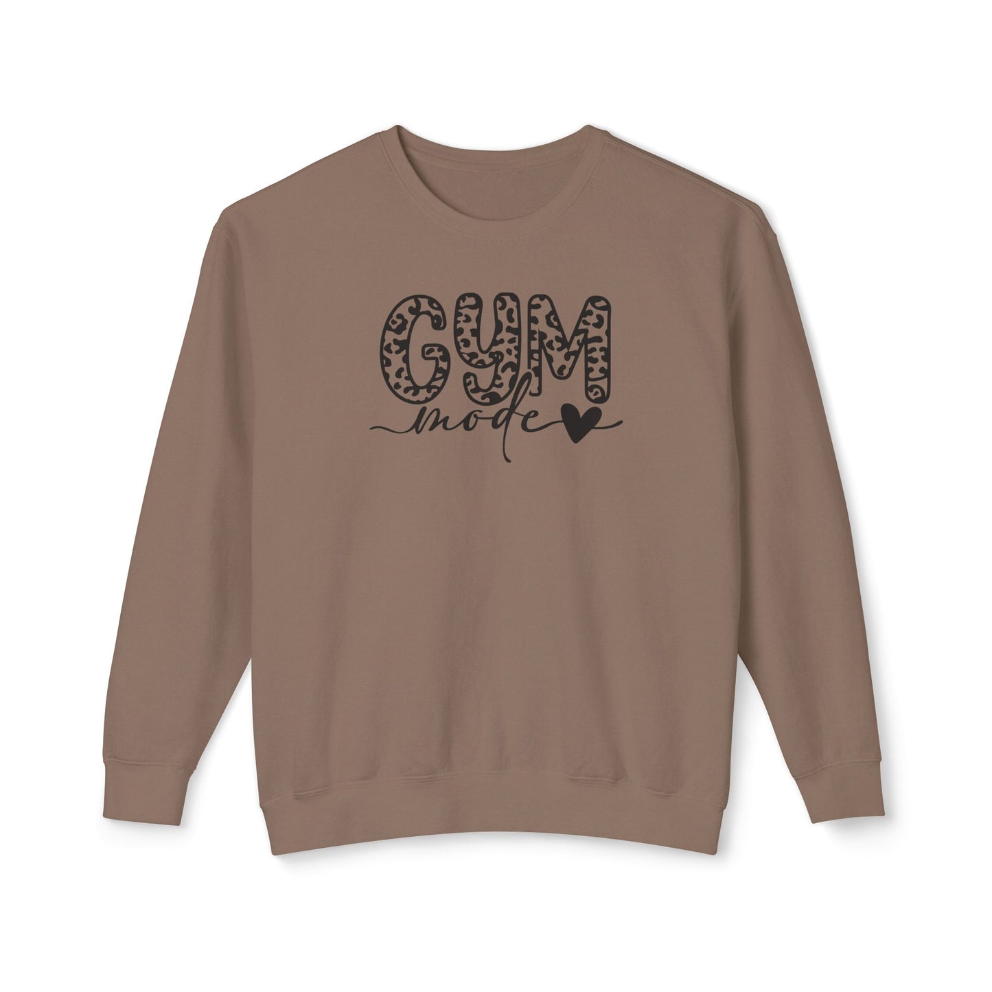 Gym Mode Crewneck Sweatshirt — Leopard Print "Gym Mode" Design