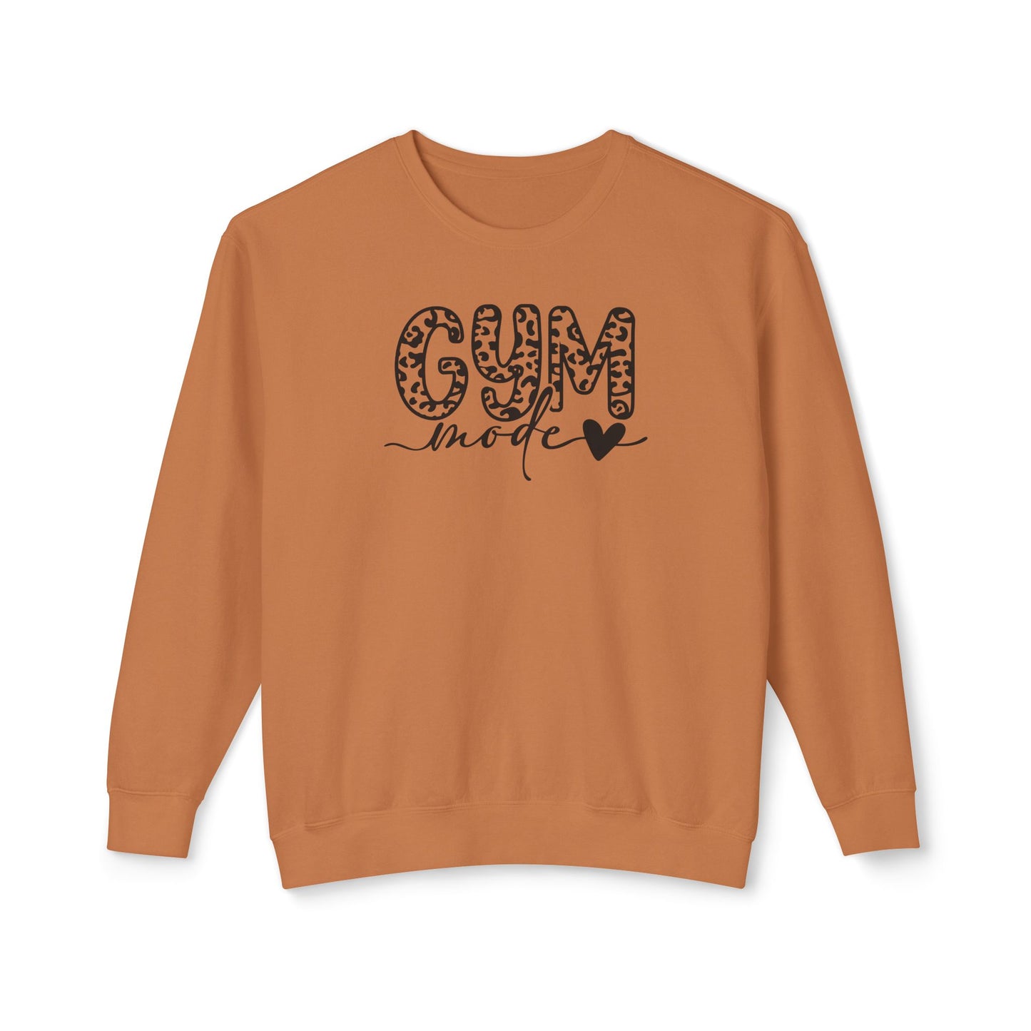 Gym Mode Crewneck Sweatshirt — Leopard Print "Gym Mode" Design