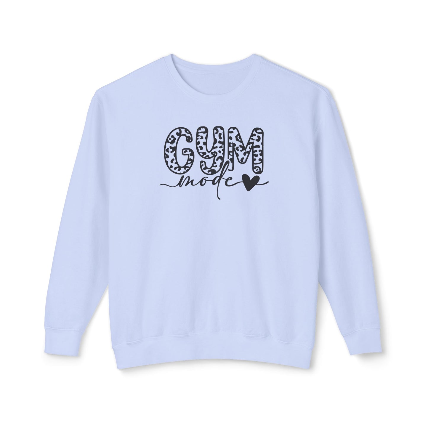 Gym Mode Crewneck Sweatshirt — Leopard Print "Gym Mode" Design