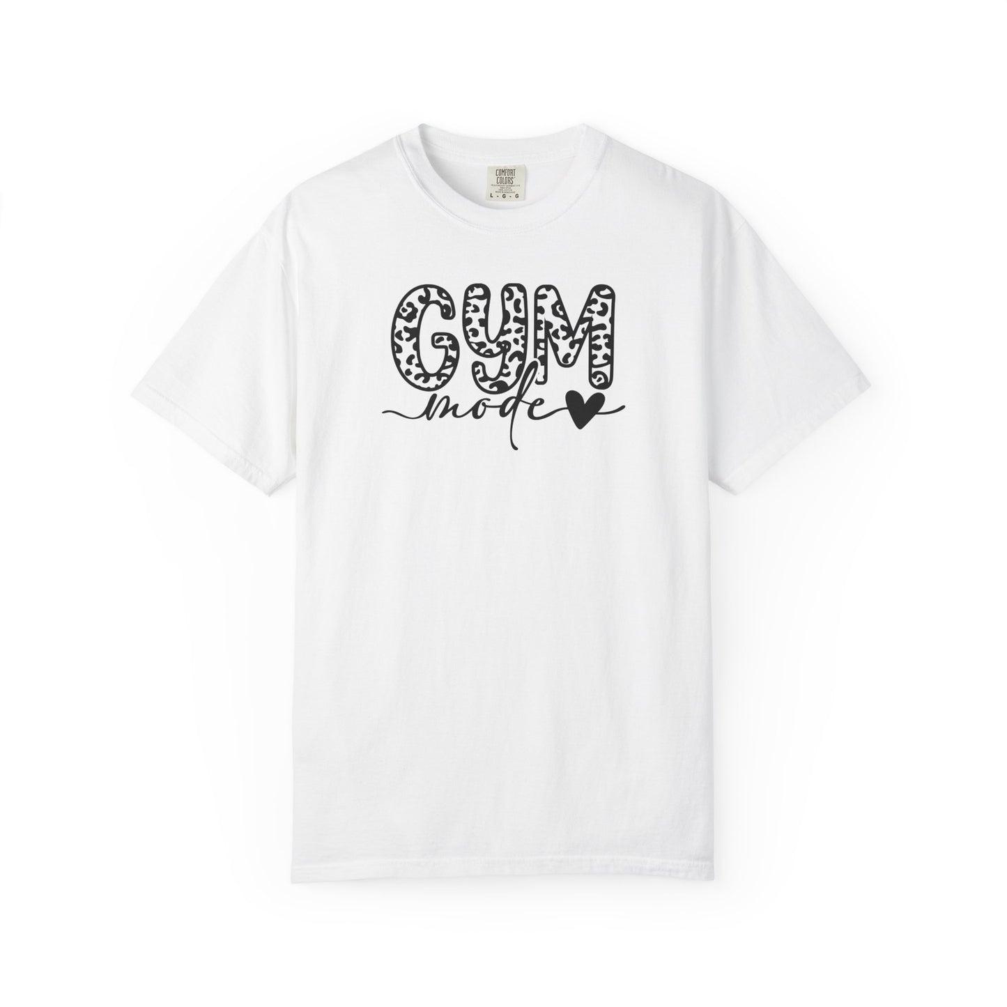 Gym Mode T‑Shirt — Leopard Print "Gym Mode" Fitness Tee with Heart Accent