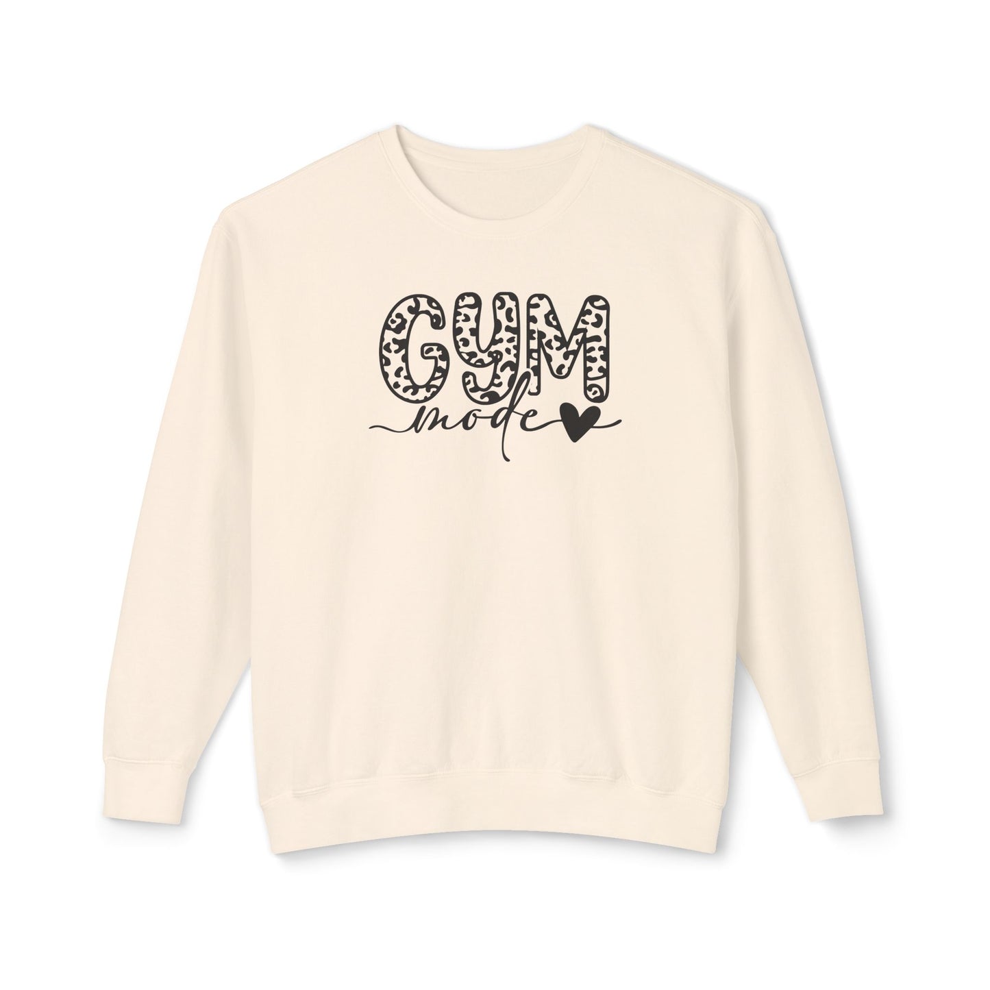 Gym Mode Crewneck Sweatshirt — Leopard Print "Gym Mode" Design