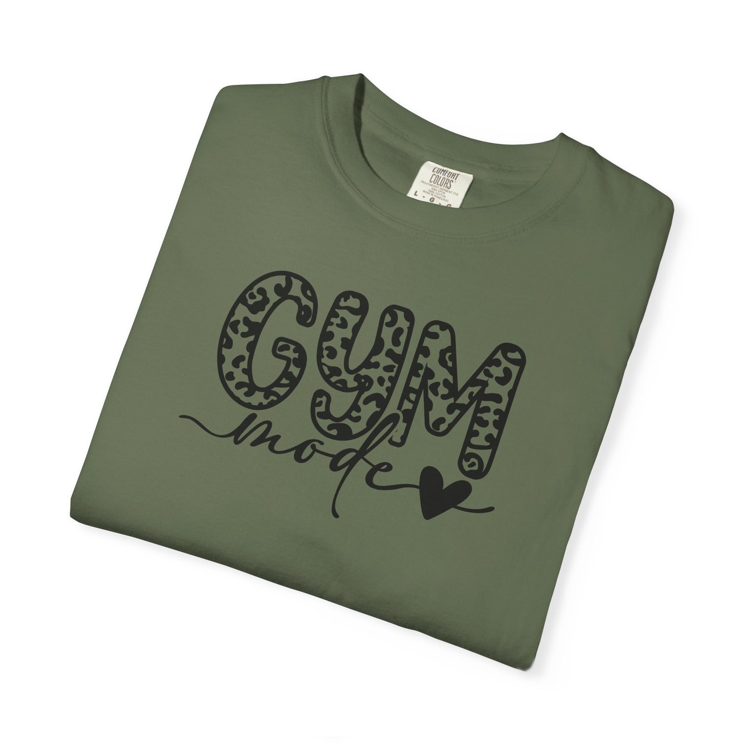 Gym Mode T‑Shirt — Leopard Print "Gym Mode" Fitness Tee with Heart Accent