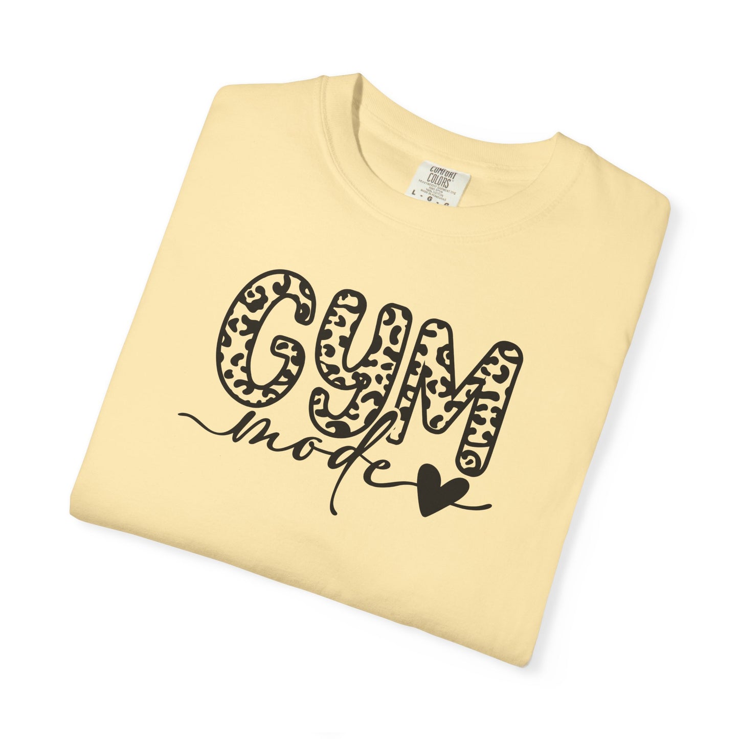 Gym Mode T‑Shirt — Leopard Print "Gym Mode" Fitness Tee with Heart Accent