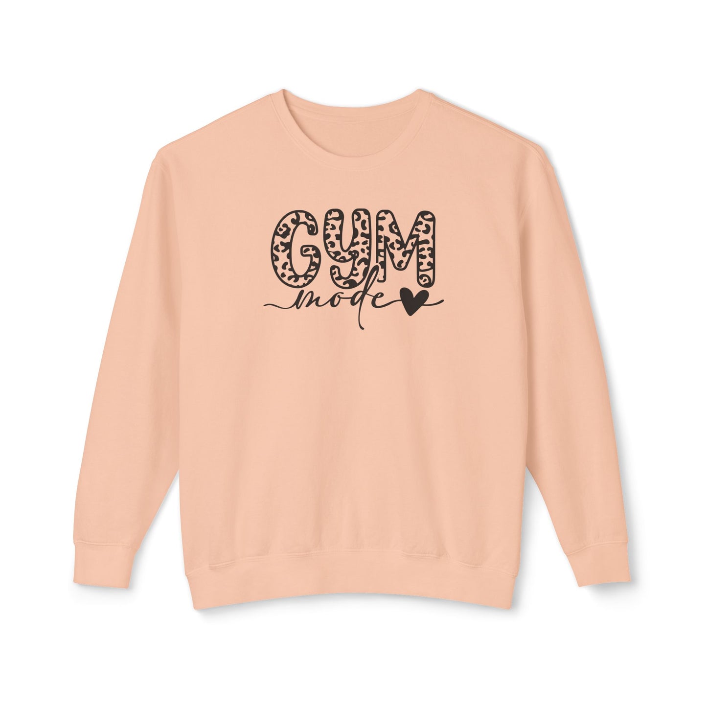 Gym Mode Crewneck Sweatshirt — Leopard Print "Gym Mode" Design