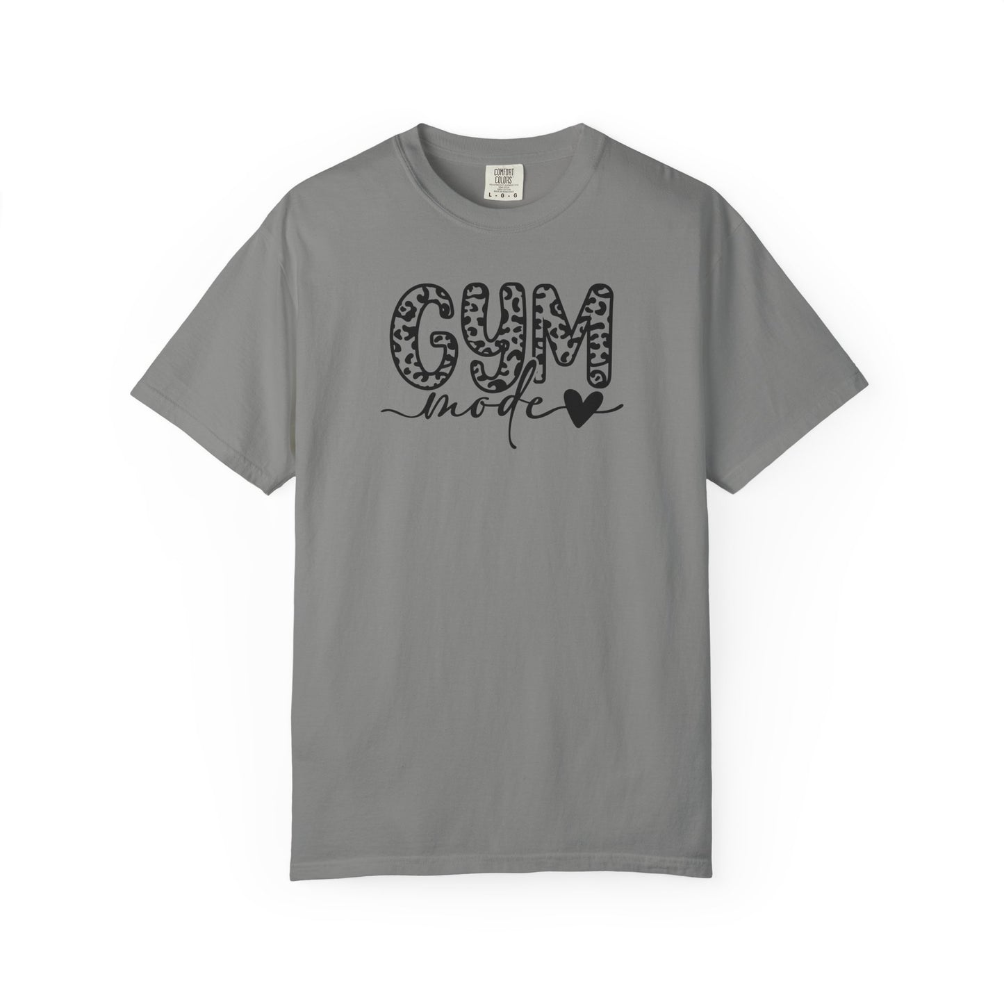 Gym Mode T‑Shirt — Leopard Print "Gym Mode" Fitness Tee with Heart Accent