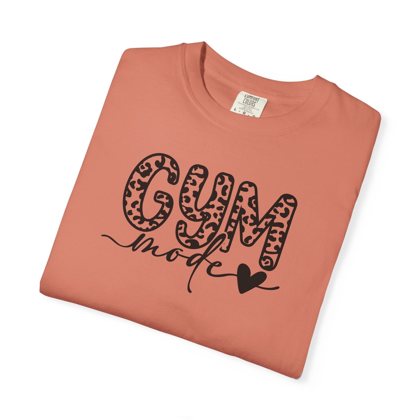 Gym Mode T‑Shirt — Leopard Print "Gym Mode" Fitness Tee with Heart Accent
