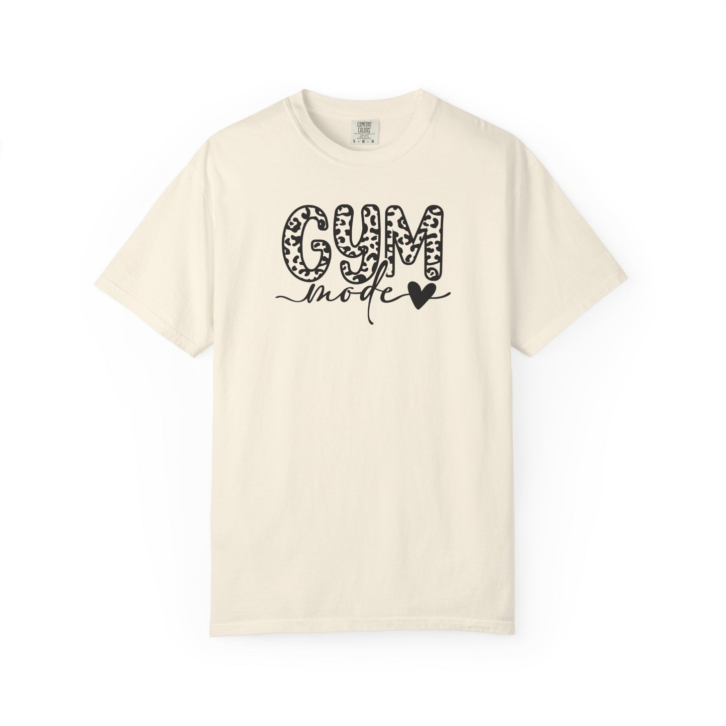 Gym Mode T‑Shirt — Leopard Print "Gym Mode" Fitness Tee with Heart Accent